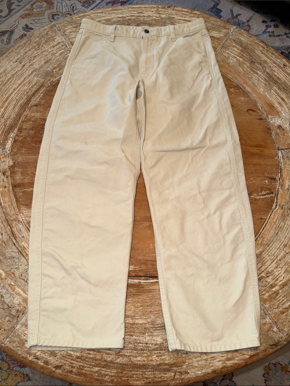 GAP Curved BARREL Khaki Cream Denim Pants High Rise 34x32